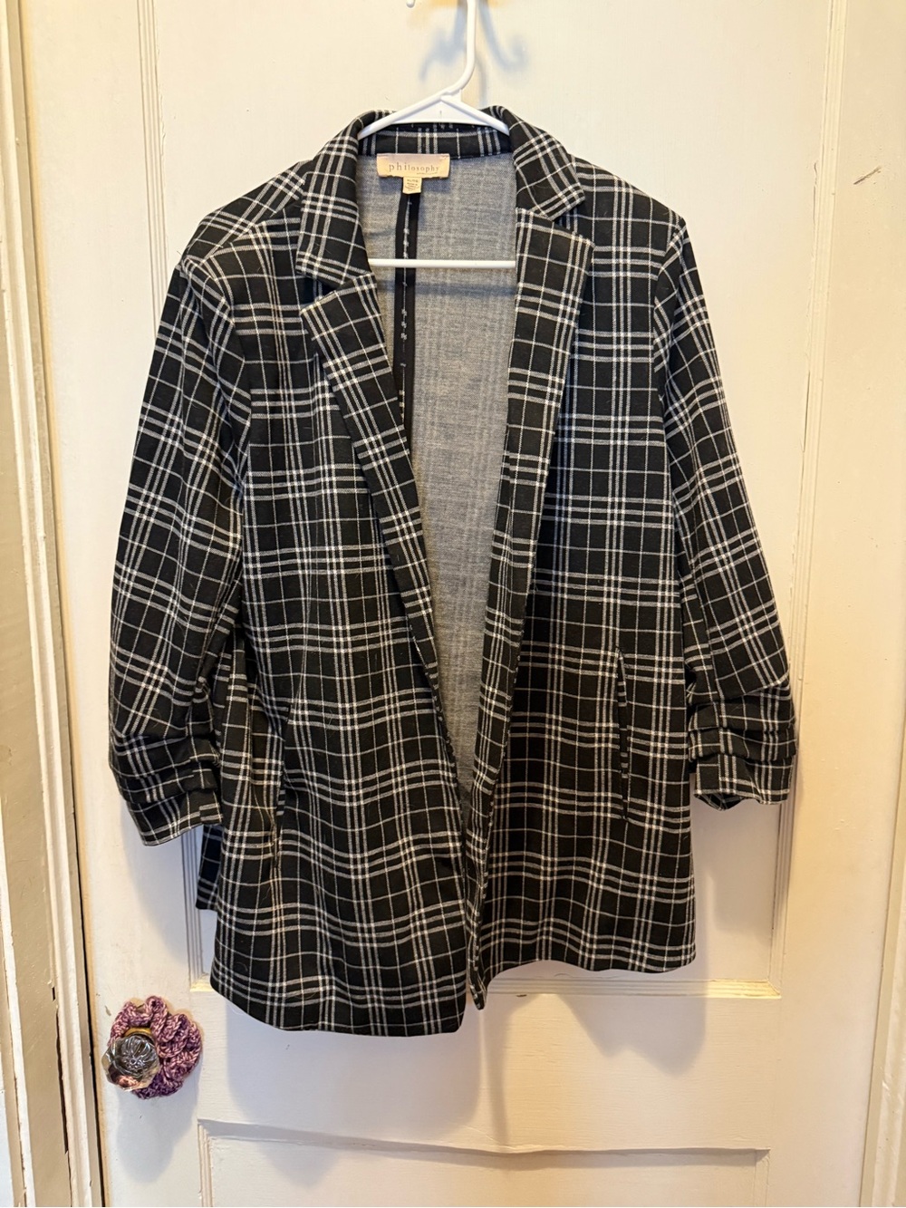 Philosophy Black & White Plaid Women's Blazer Jacket